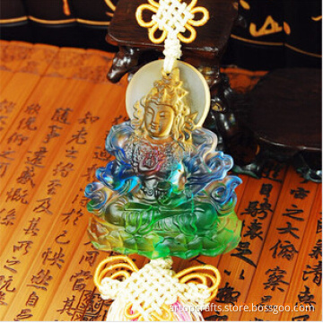 Liuli Car Crystal Ornaments------Colered Glaze Green Tara